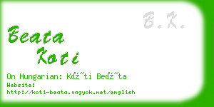 beata koti business card
